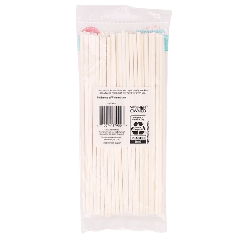 Way to Celebrate 8in Treat Stick, White, Paper, 50 Count - Walmart.com | Walmart (US)