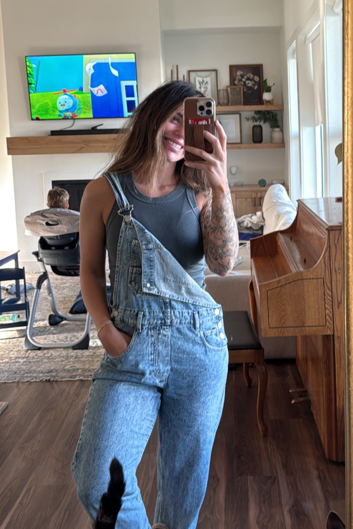 Tank- OLD NAVY XXS 
Overalls- Free people small