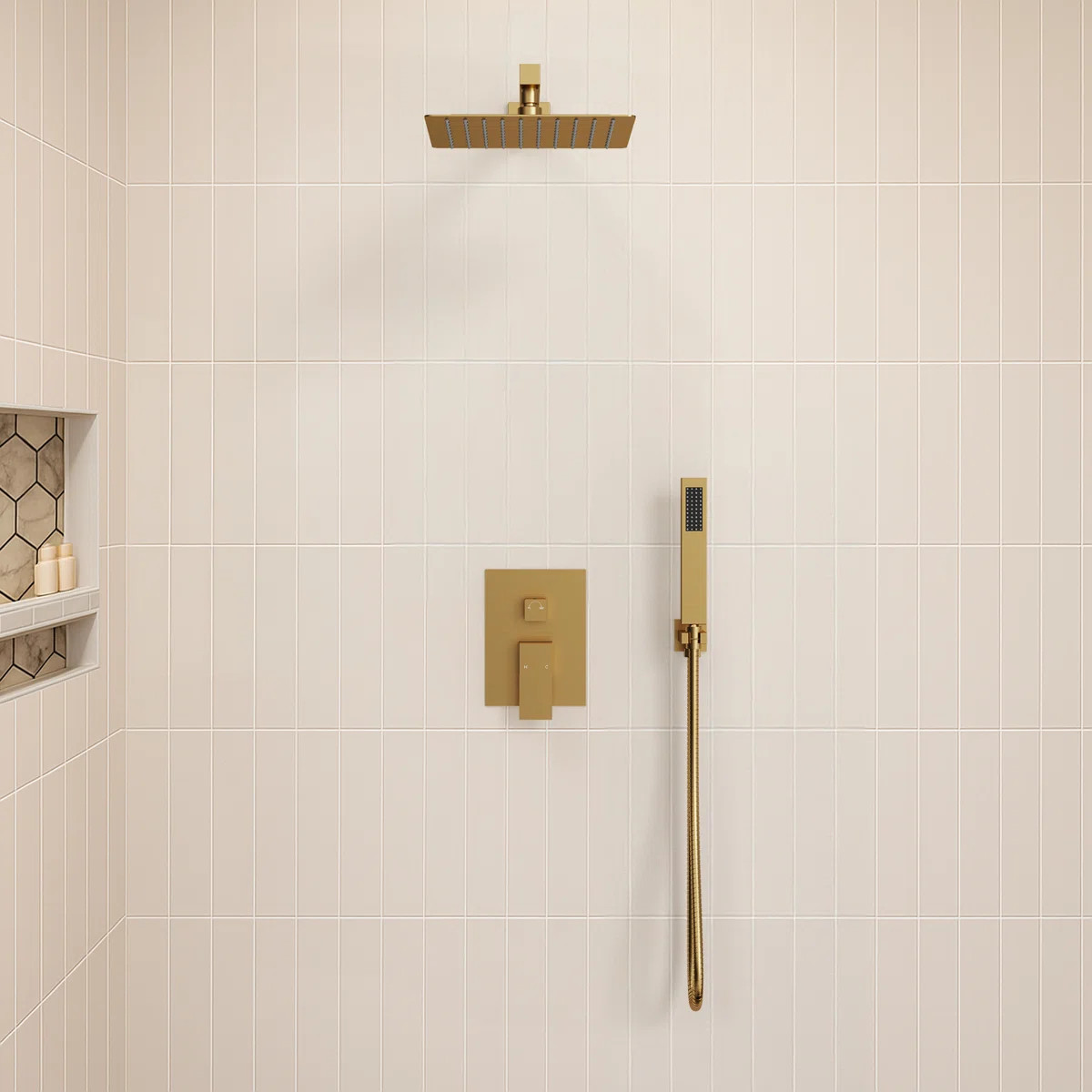 RainfallCascade 10" High Pressure Rainfall Shower System, Wall Mount Shower Faucet Set with Handh... | Wayfair North America