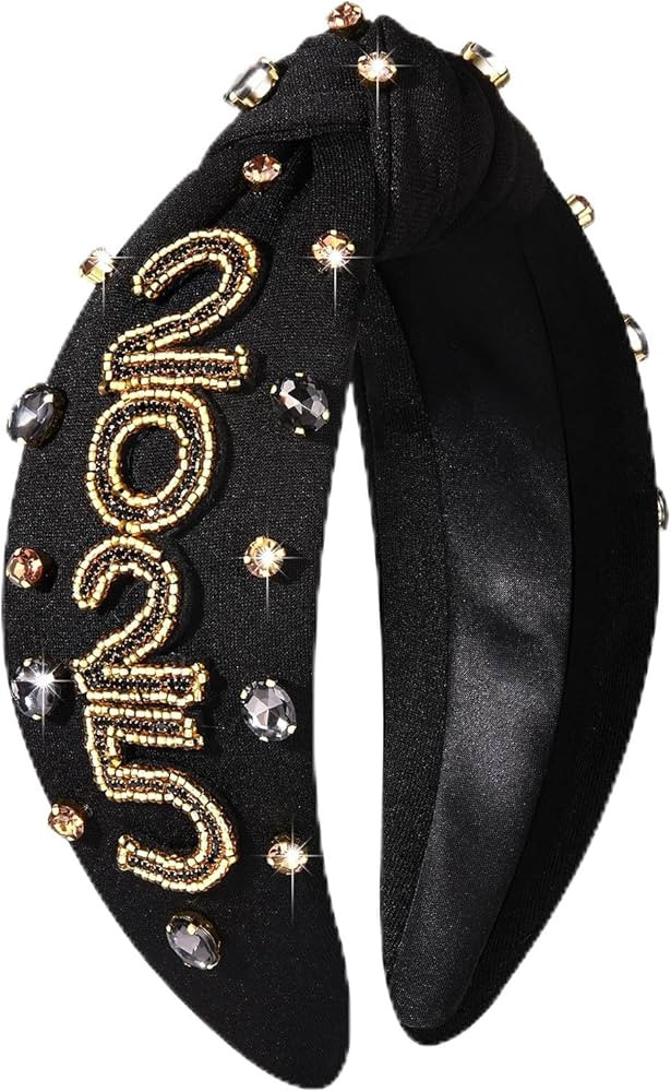 Happy New Year Headband for Women New Year’s Eve Accessories Gold Beaded NYE NEW YEAR Knotted H... | Amazon (US)