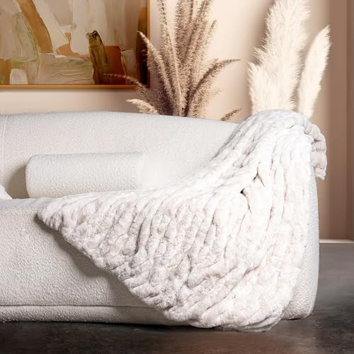 Luxury Concepts Soft Faux Rabbit Fur Throw Blanket - 50" x 60", Elegant Ruched Design Blanket, Ma... | Amazon (US)