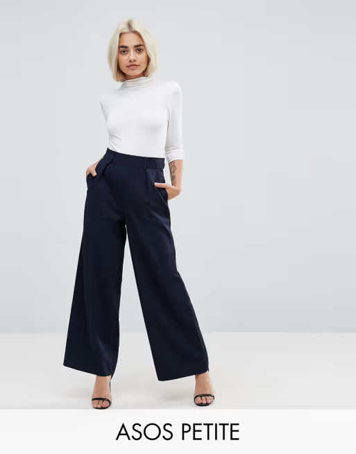 ASOS DESIGN Petite wide leg pants with pleat detail | ASOS US