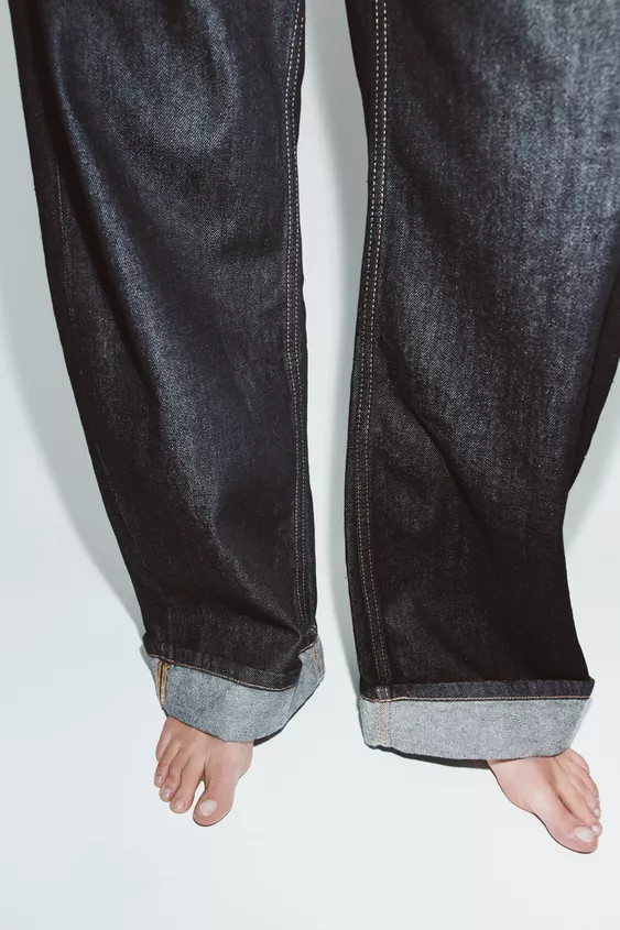 TRF BAGGY FOLDED MID-RISE JEANS | Zara US