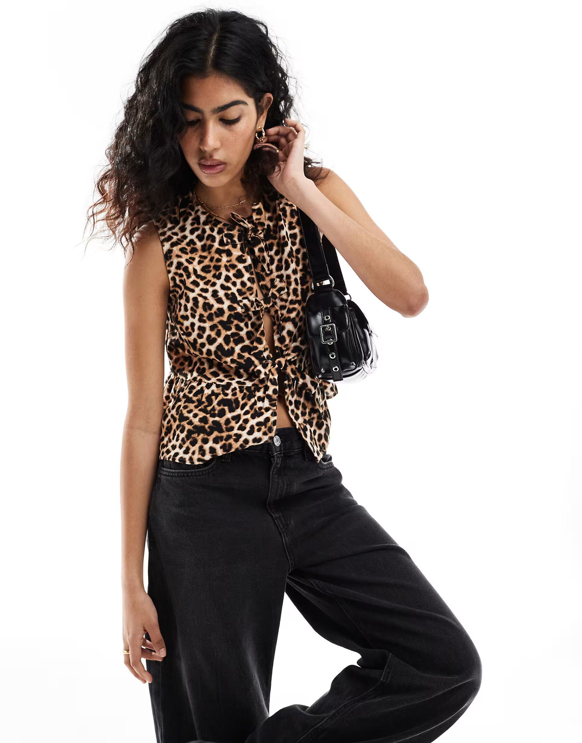 Stradivarius bow front tank top in leopard | ASOS (Global)
