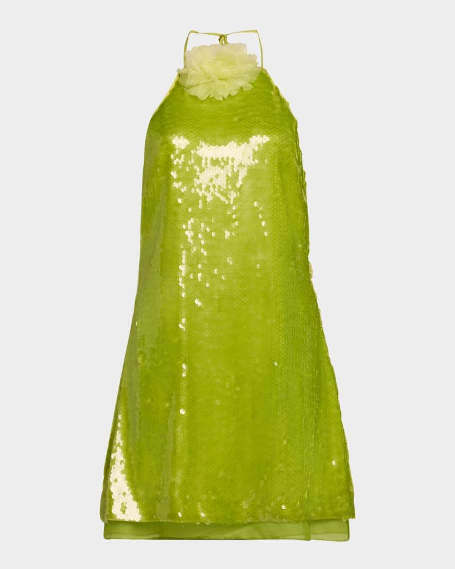 Toccin Micky Sequined Halter Mini Dress | Neiman Marcus