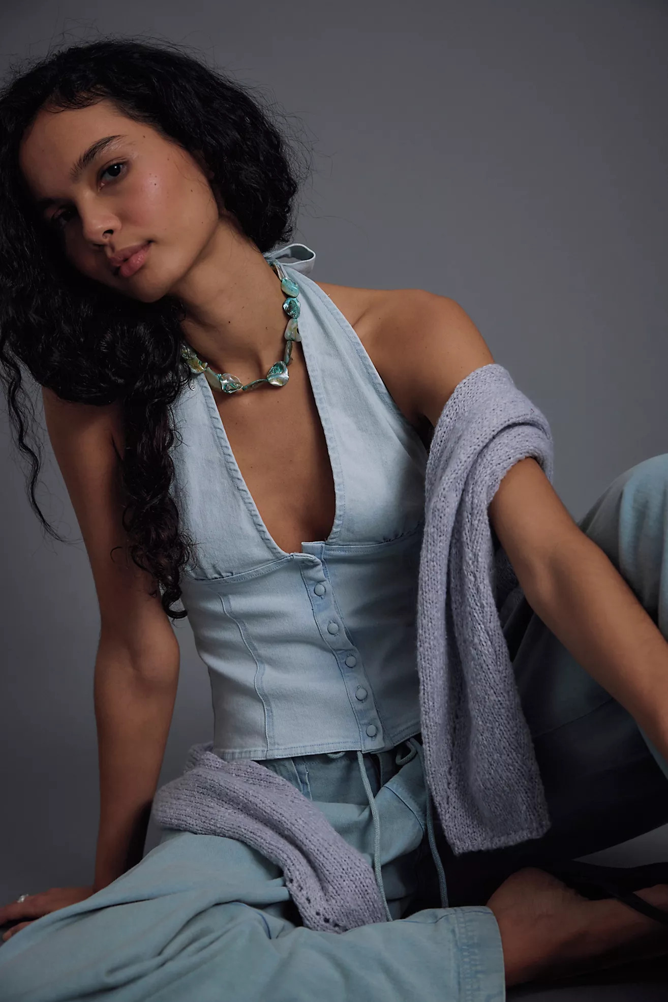 Ramona Denim Halter Top | Free People (Global - UK&FR Excluded)