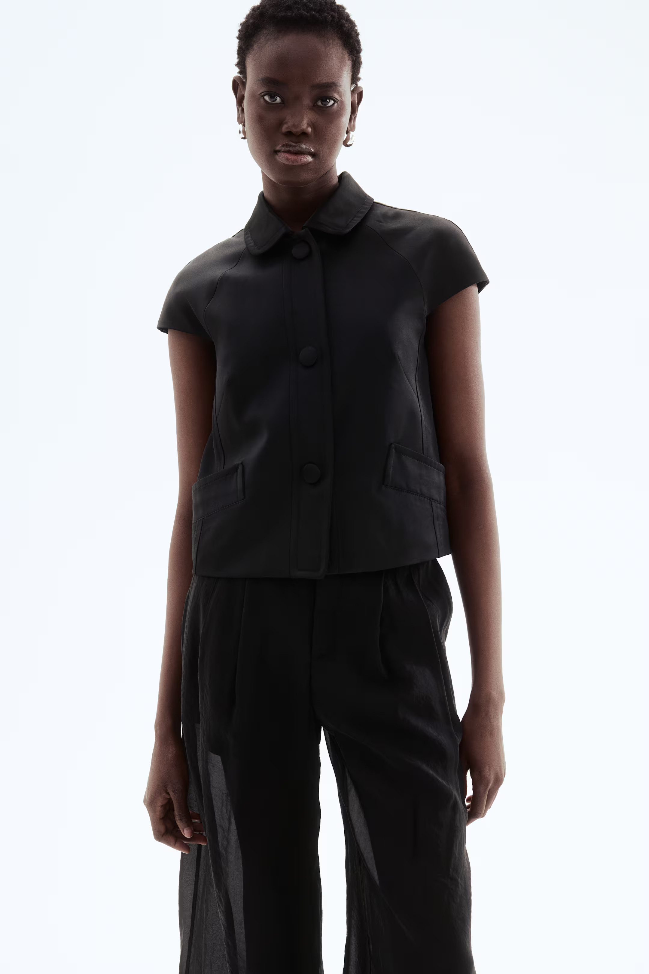 Cap-Sleeved Jacket - Black - Ladies | H&M US | H&M (US + CA)