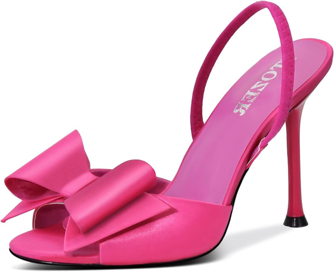 Satin High Heels Slingback Open Toe Mules Sandals | Amazon (US)