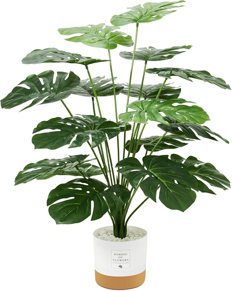 Guheake 26" Fake Plants Large, Tropical Palm Tree Artificial Monstera Faux Plant Tree with Pot fo... | Amazon (US)