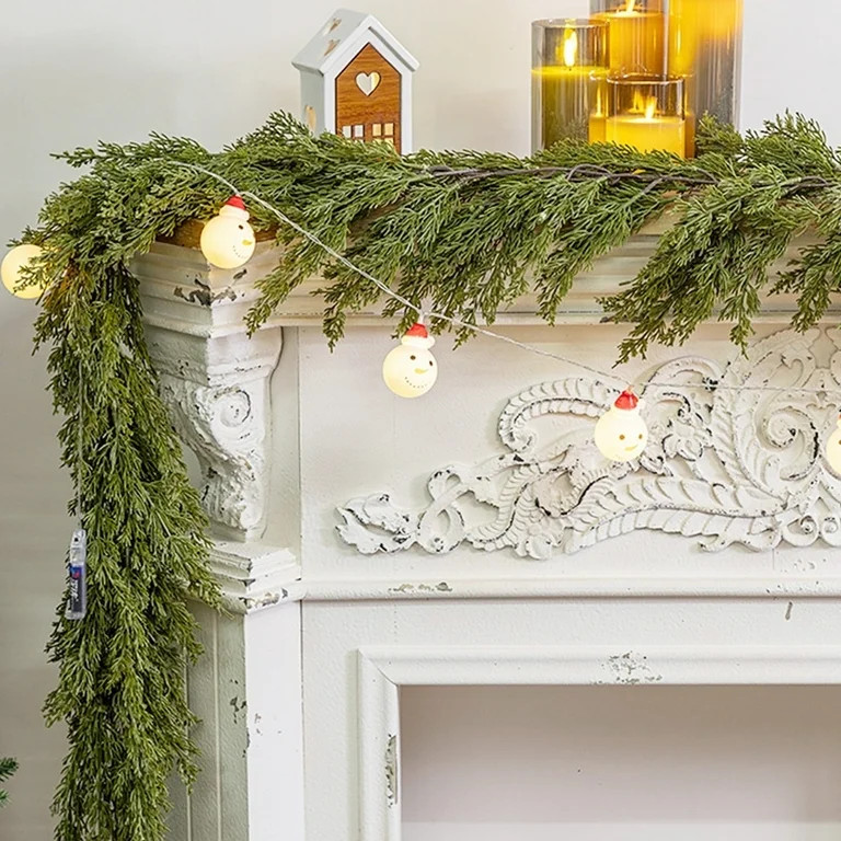 TOPRenddon Real Touch Pine Garland, Artificial Christmas Garland Green Long Faux Pine Garland for... | Walmart (US)