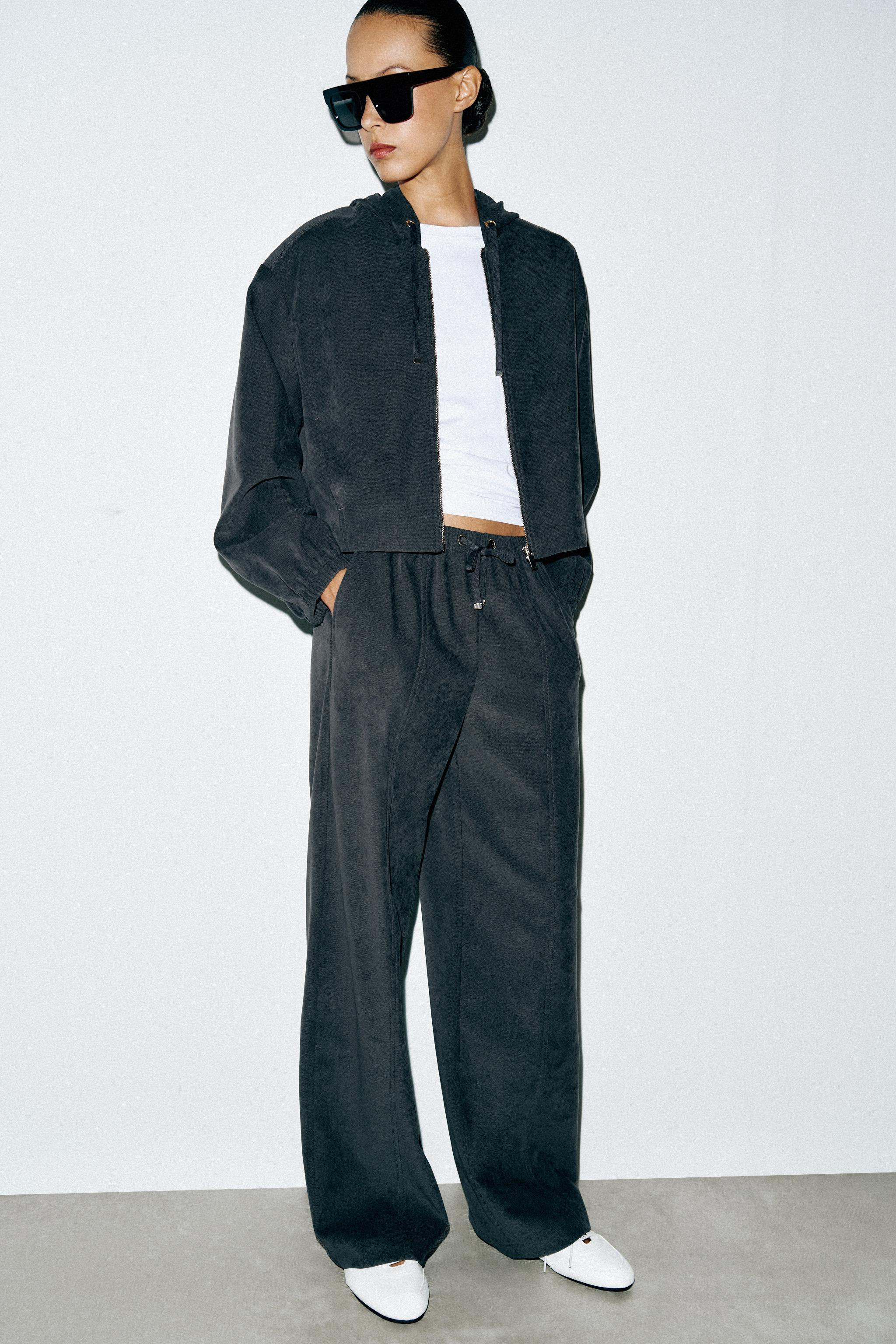 ELASTIC WAIST WIDE LEG TROUSERS | Zara US