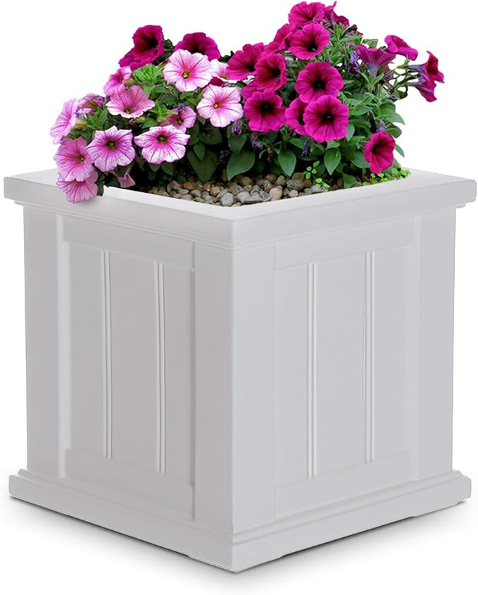 Mayne 4836-W Cape Cod 14in Square Planter, 14in L x 14in W x 14in H, White | Amazon (US)