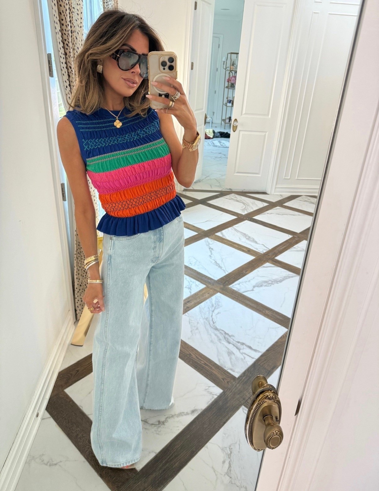 Wearing a size small in this Zara top and size 26 in these jeans! 

Zara top, Zara finds, Colorful top, Summer outfit, Khaite jeans, Travel outfit, Fall outfit, Back to school, Emily Ann Gemma

#LTKmomlife #LTKSeasonal #LTKootd