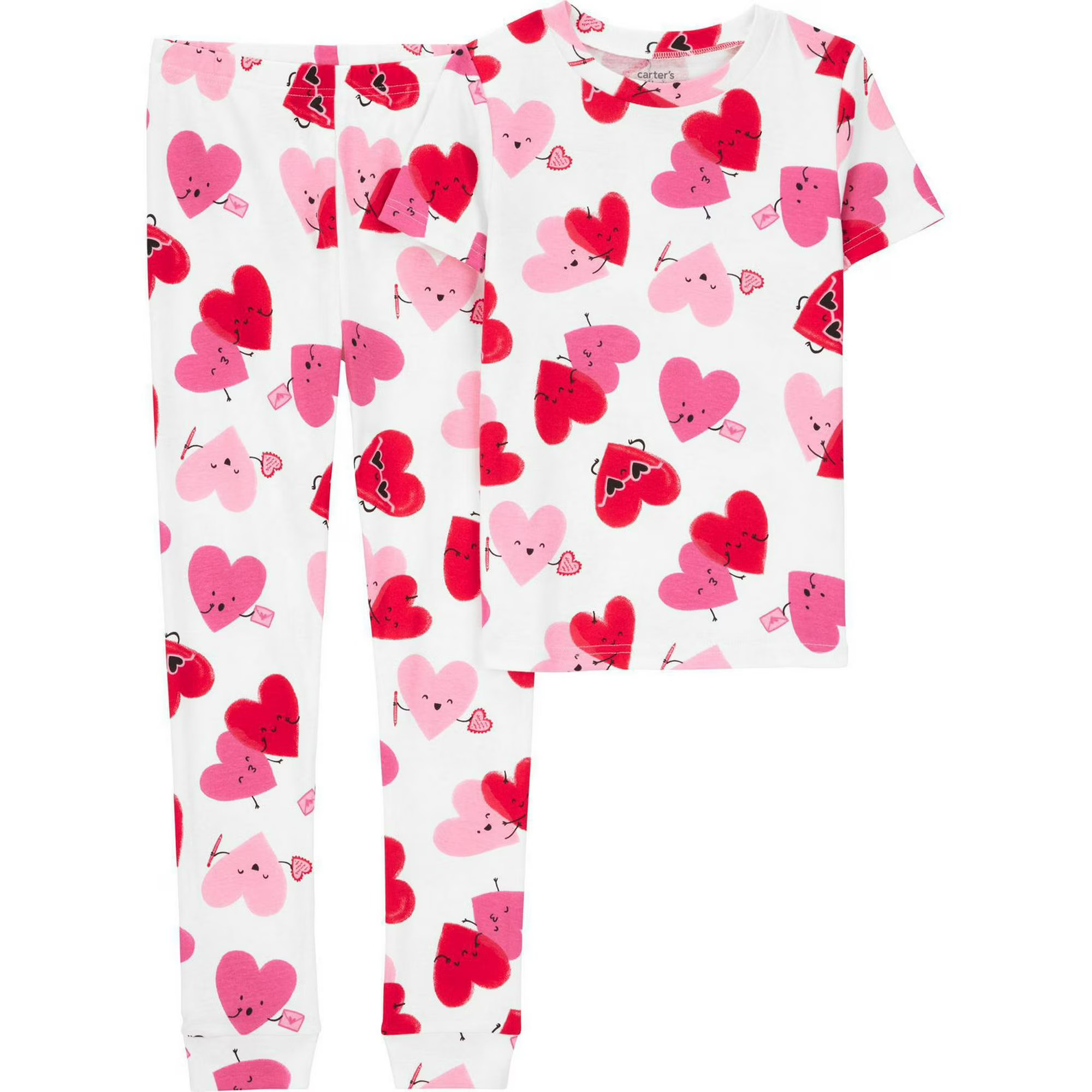 Carter's Child of Mine Kid Girls' 2 Piece PJs Cotton Pink and Red Hearts | Walmart (CA)