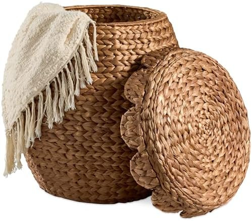 Best Choice Products Scalloped Multipurpose Hyacinth Storage Basket, Plant Décor, Handwoven Orga... | Amazon (US)