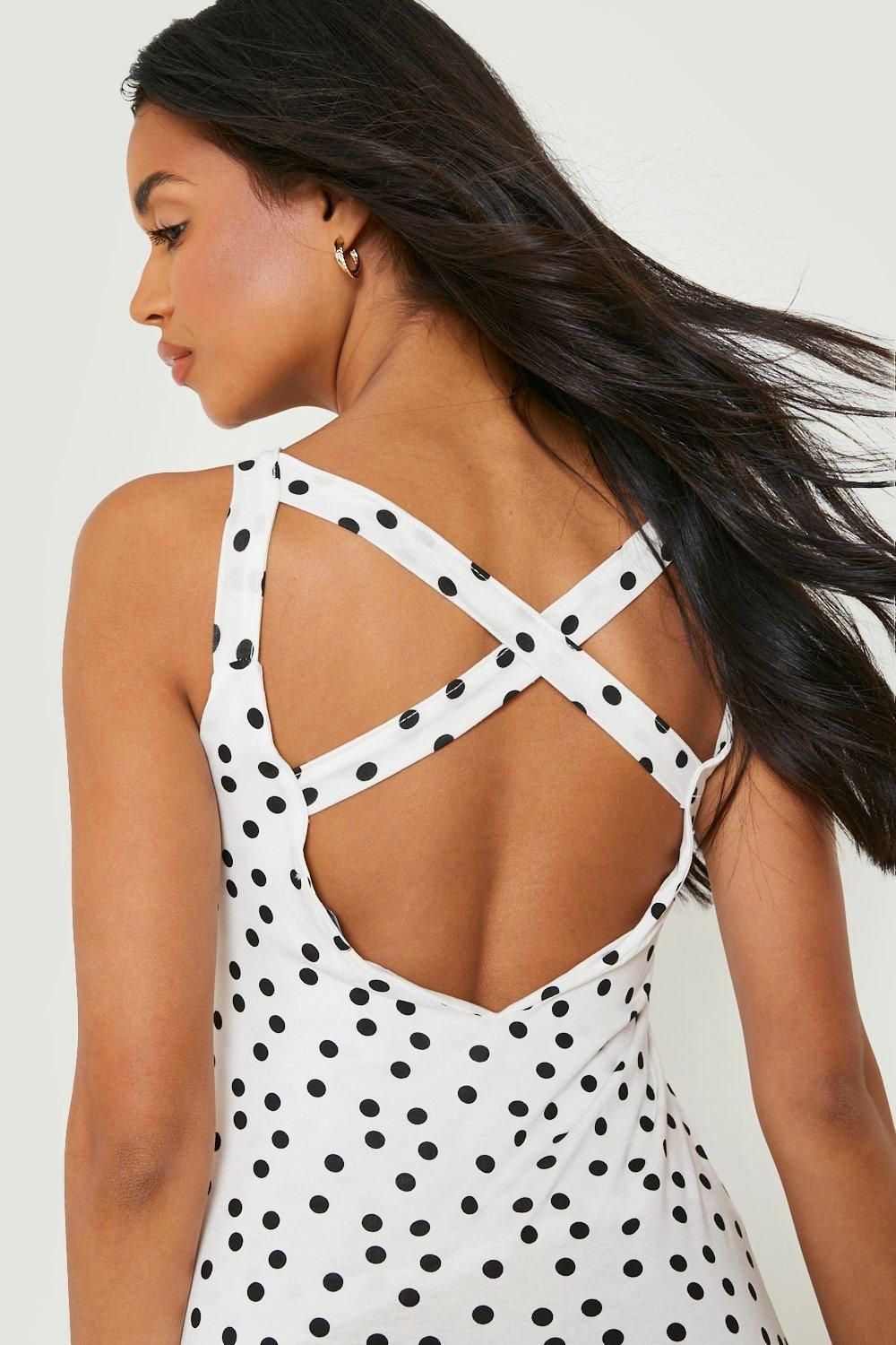 Strappy Back Maxi Dress Polka Dot | Boohoo.com (UK & IE)