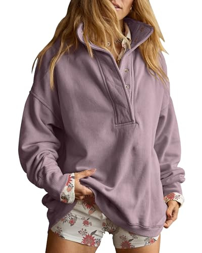 Gacaky Sweatshirt for Women Oversized Henley Neck Pullover Top Fall Outfits | Amazon (US)