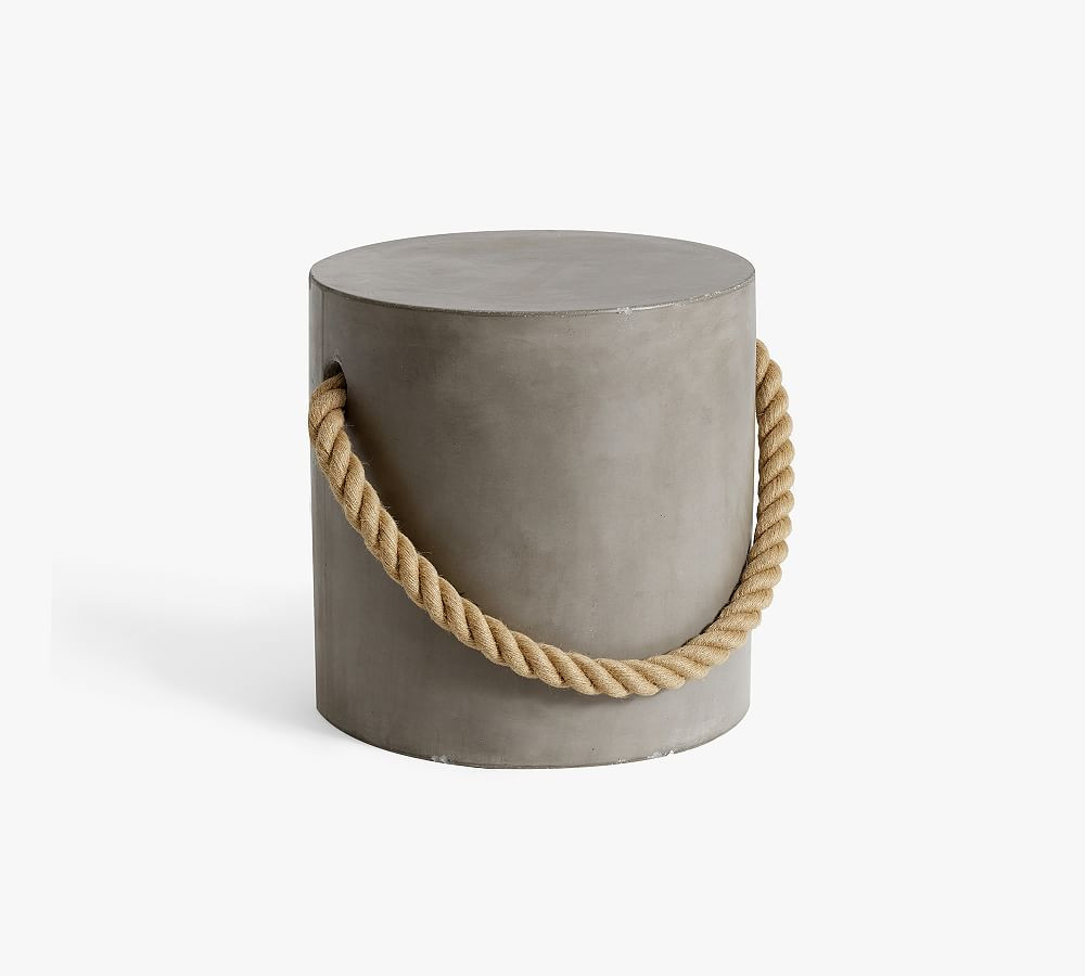 Coastal Concrete & Rope Outdoor Side Table (14"-16") | Pottery Barn (US)