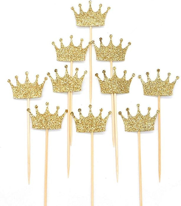 Confetti Crown Cupcake Cake Toppers Glitter,20 Pcs Cake Decoration For First Birthday, Birthday P... | Amazon (US)