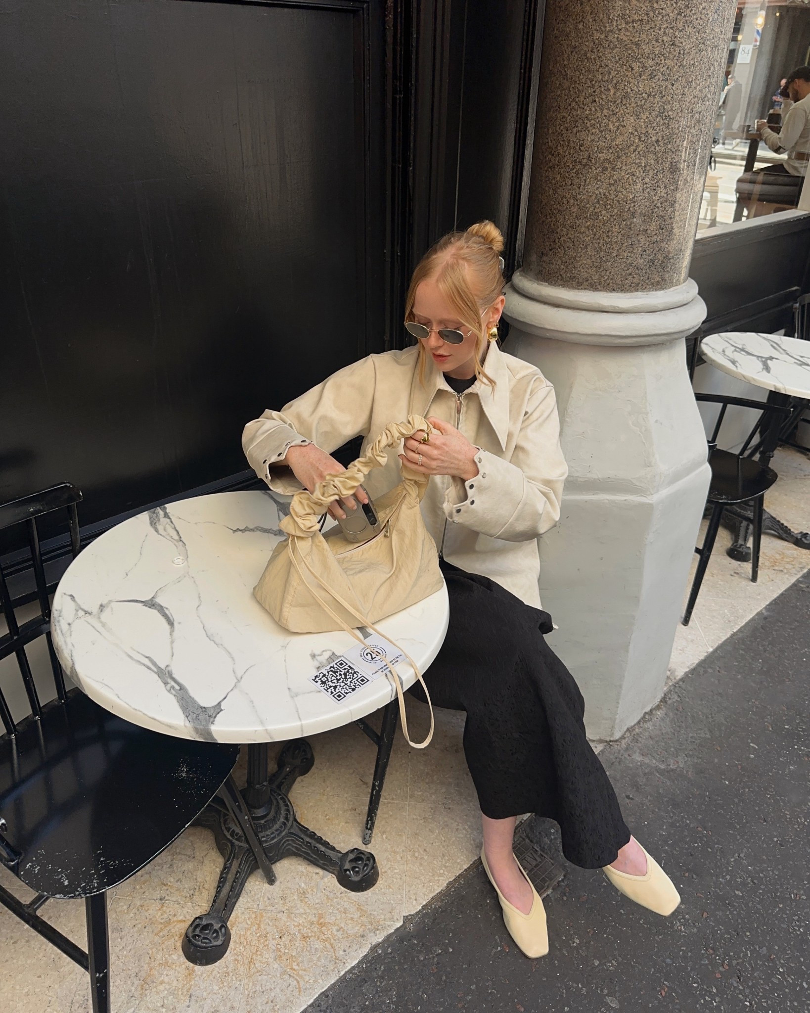 Ghospell, Sister Jane, Leather Jacket, Black Midi Dress, Smock Dress, Ballet Flats 

#LTKautumn #LTKuk