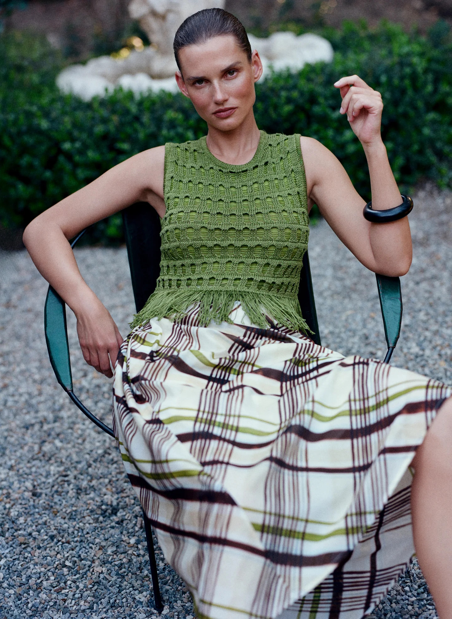 Jean Plaid Cotton Midi Skirt | A.L.C
