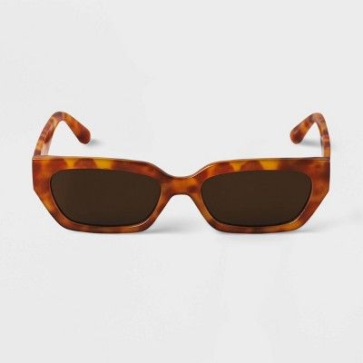 Women's Tortoise Print Rectangle Sunglasses - A New Day™ Brown | Target