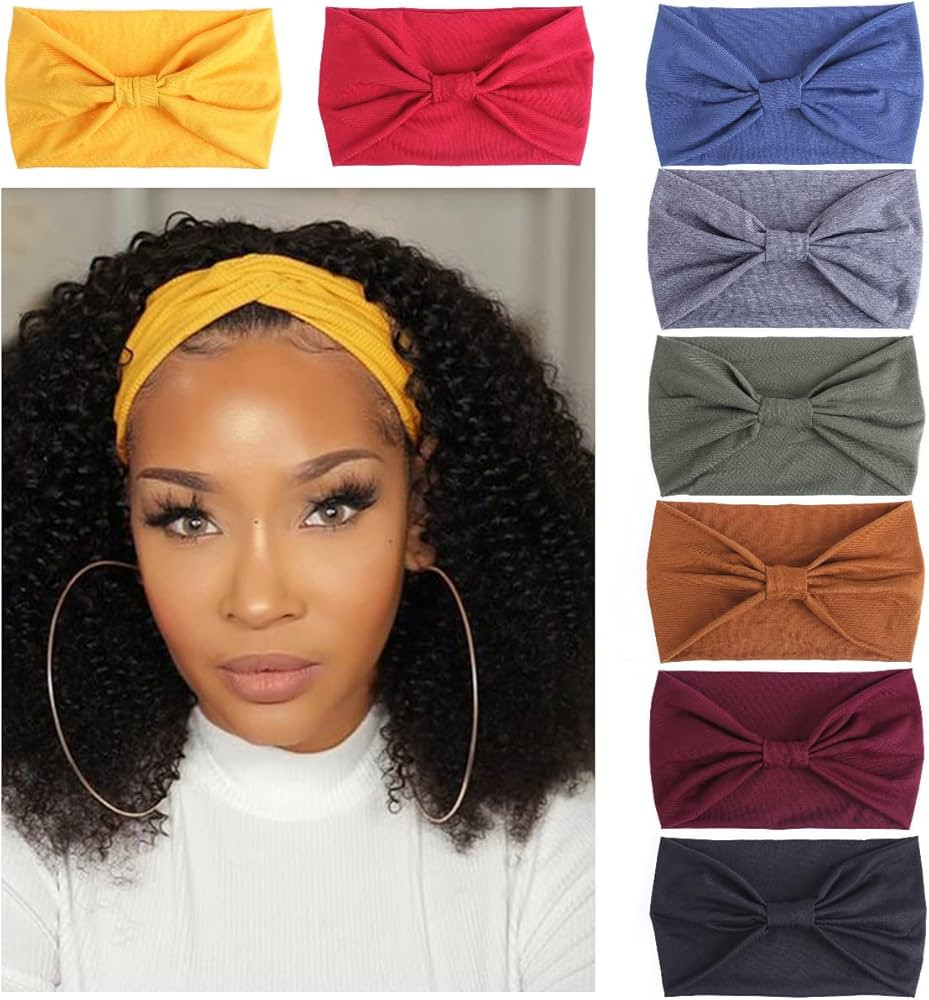 Kachanaa 8 Pack Wide Non-Slip Boho Women's Headband - Elastic Large African Turban Headwrap Ideal... | Amazon (US)