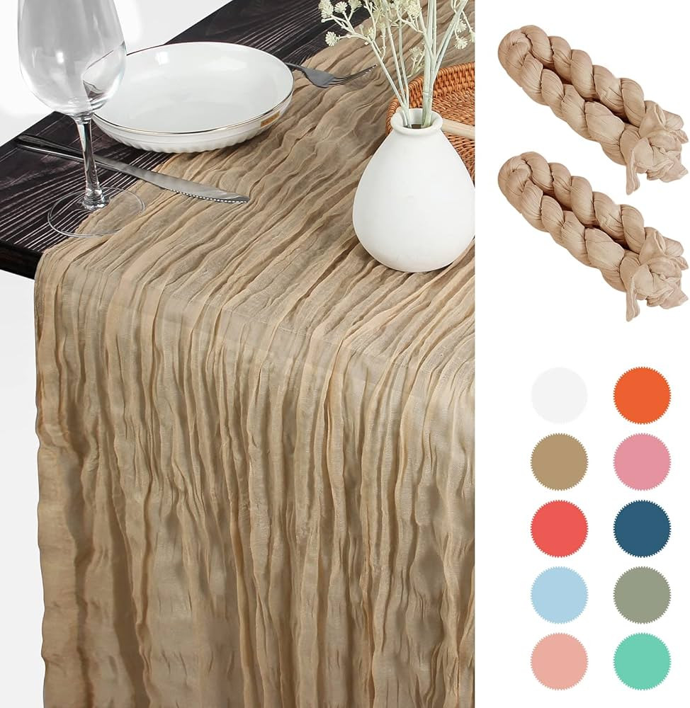 Amazon.com: 2 Pack Table Runners - SGAOFIEE 10ft Beige Cheesecloth Table Runner,35x120 inches Boh... | Amazon (US)