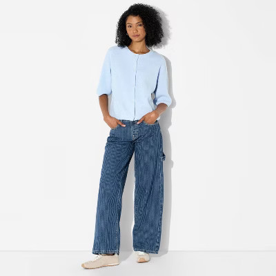 Women's Crewneck Cardigan - Wild Fable™ Blue XXS | Target