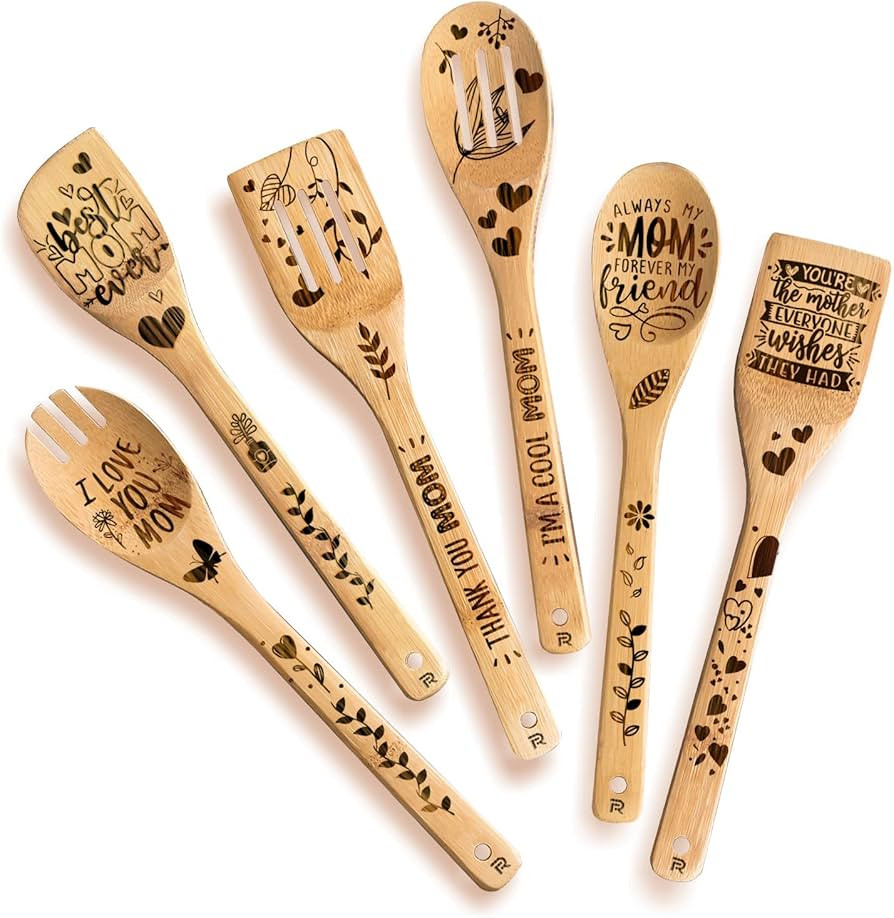 Riveira Gifts for Mom wooden spoons for Cooking & Serving 6 Pcs Set - Mothers Day Mom Gifts for H... | Amazon (US)
