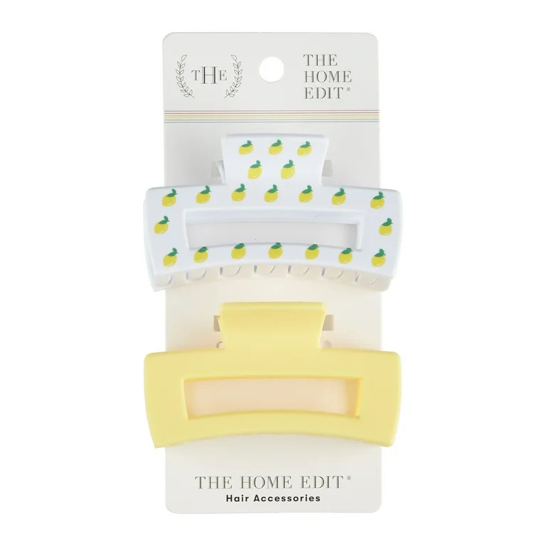 The Home Edit Claw Clips, Yellow and Lemon Print, 2 Ct - Walmart.com | Walmart (US)