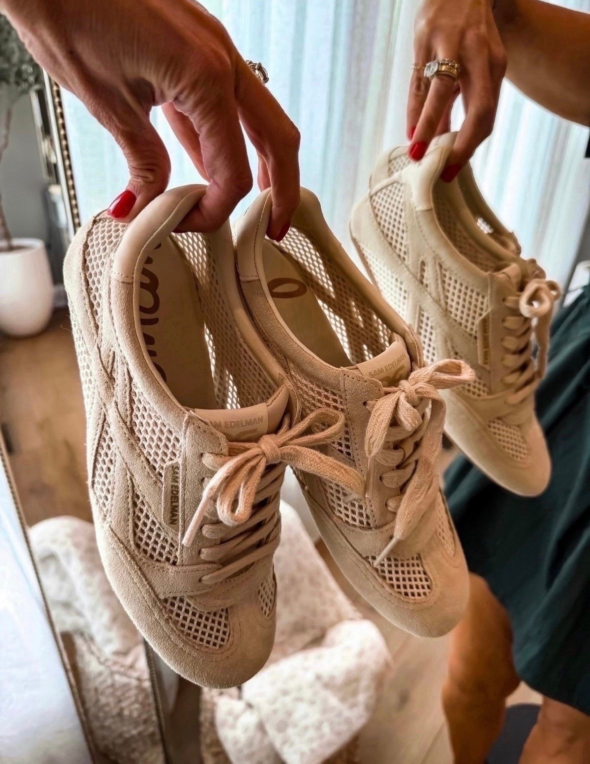 These mesh sneakers are one of my favorite elevated sneaker finds for summer. The neutral color goes with everything, and the breathable mesh design keeps them comfortable even on the hottest days. I’ve been wearing them with dresses, denim, linen pants, and travel outfits nonstop.

mesh sneakers, neutral sneakers, summer shoes, comfortable walking shoes, travel outfit essentials, everyday sneakers, Sam Edelman sneakers, casual chic style, breathable sneakers, vacation style, airport outfit, versatile footwear, summer fashion finds, themominstyle

#LTKTravel #LTKootd #LTKdayinmylife