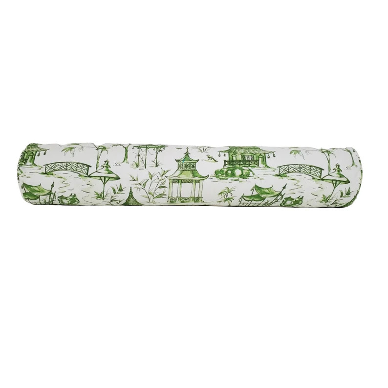 Pagodas Jade Asian Toile Print Pillow Cover Modern Chinoiserie Bolster Pillow Choose From Lumbar,... | Etsy (US)