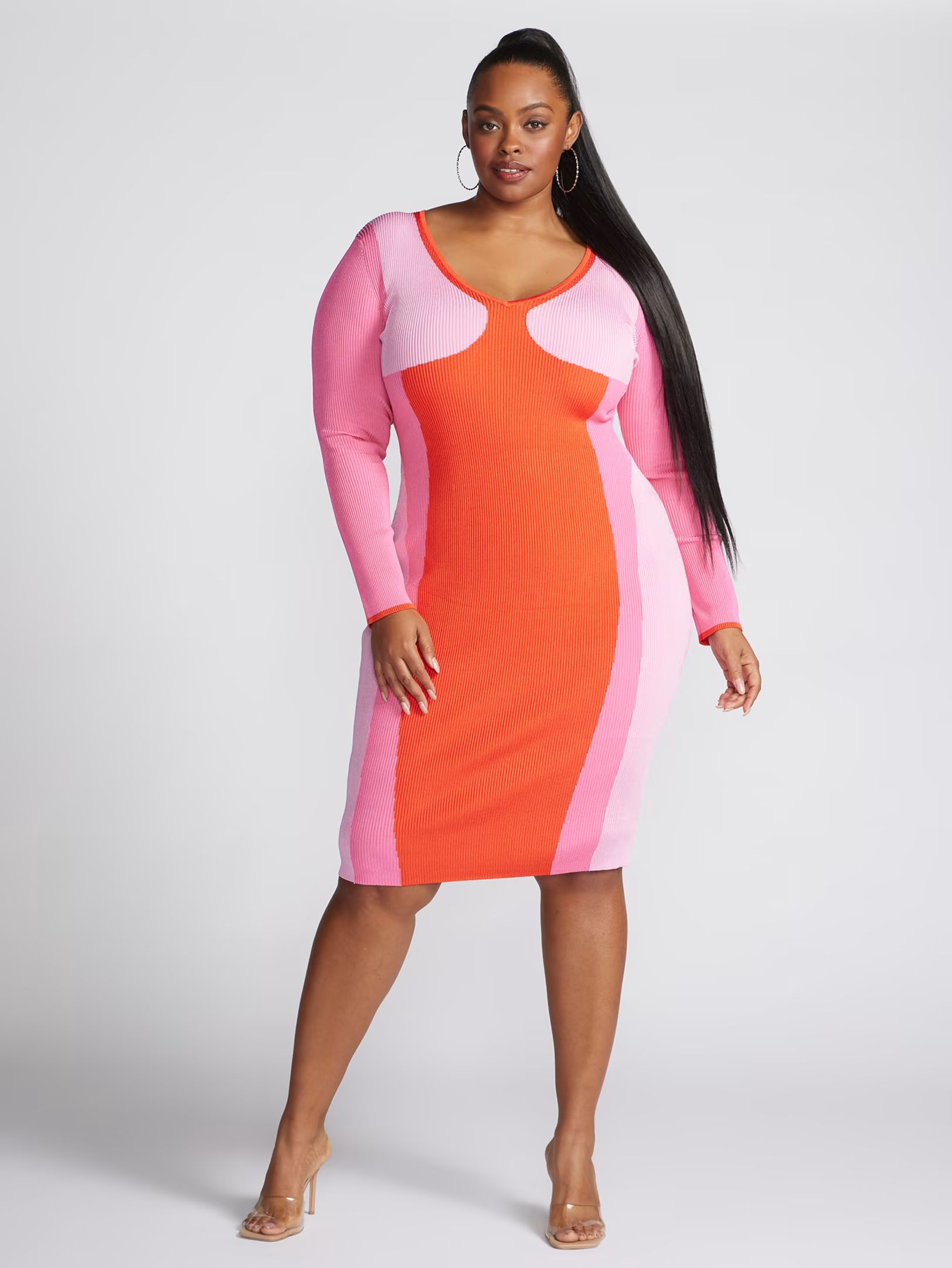 Plus Size Emmesha Colorblock Ribbed Knit Sweater Dress - Gabrielle Union x FTF | Fashion to Figur... | Fashion To Figure