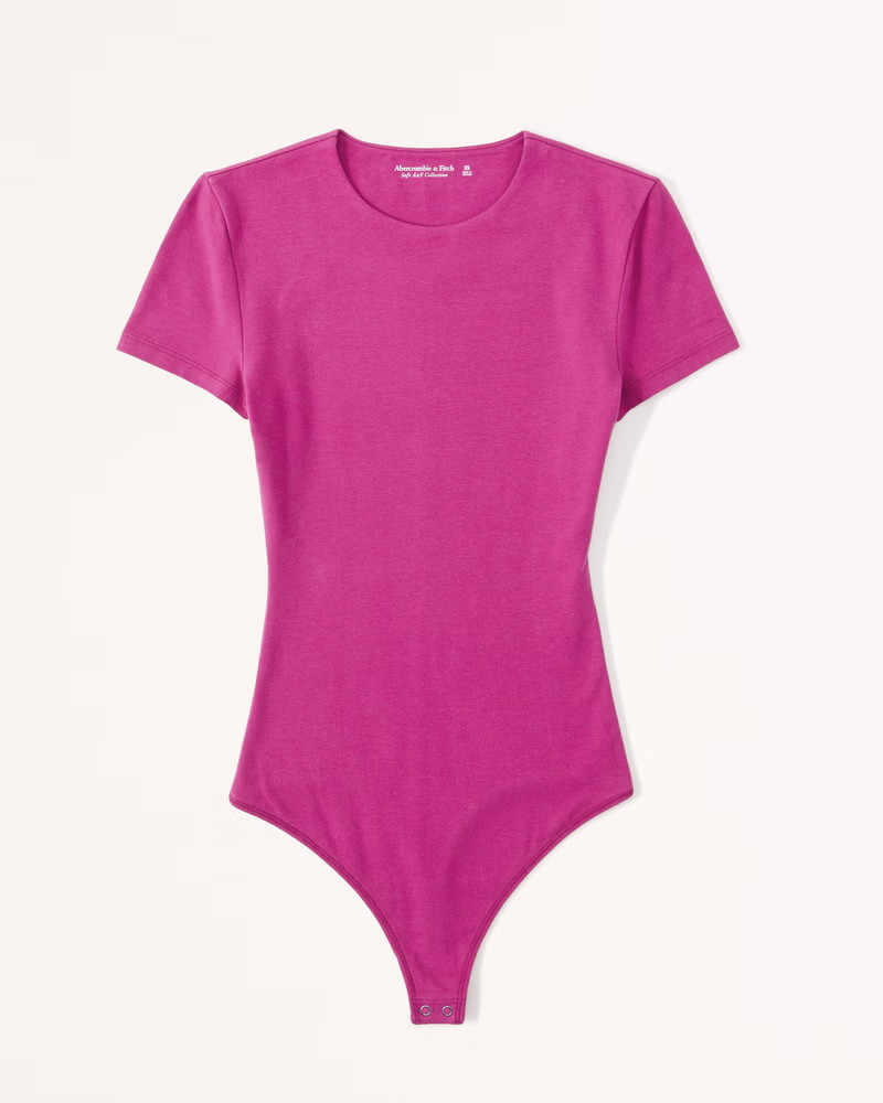 Short-Sleeve Cotton Seamless Fabric Crew Bodysuit | Abercrombie & Fitch (US)