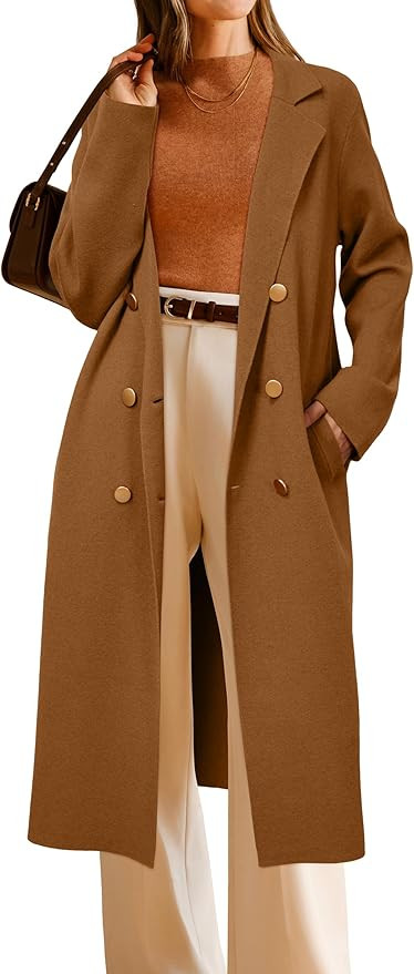 Arach&Cloz Women's Wool Blend Double Breasted Winter Outfits Long Cardigan Sweater Coat 2025 | Amazon (US)