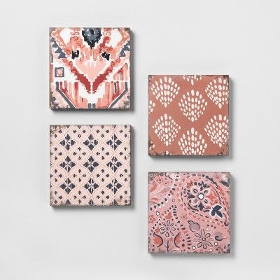 Mixed Pattern 4pk Wall Decor Set Pink - Opalhouse™ | Target