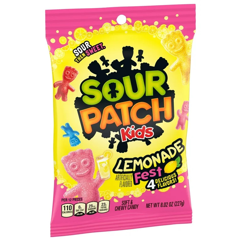 SOUR PATCH KIDS Lemonade Fest Soft & Chewy Candy, 8.02 oz Bag | Walmart (US)