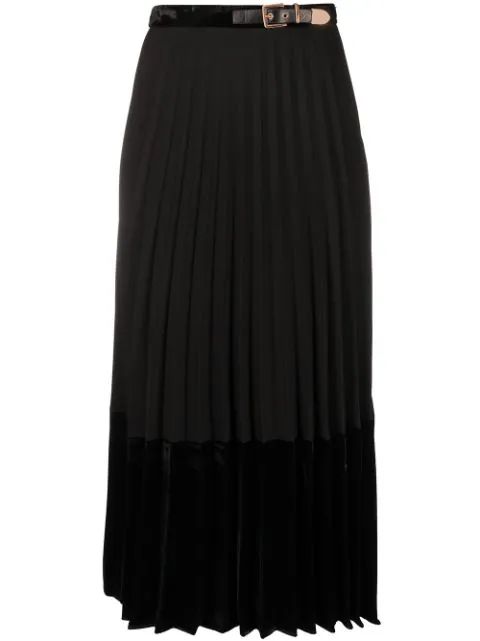 Velna velvet panelled mid-length skirt | Farfetch (UK)