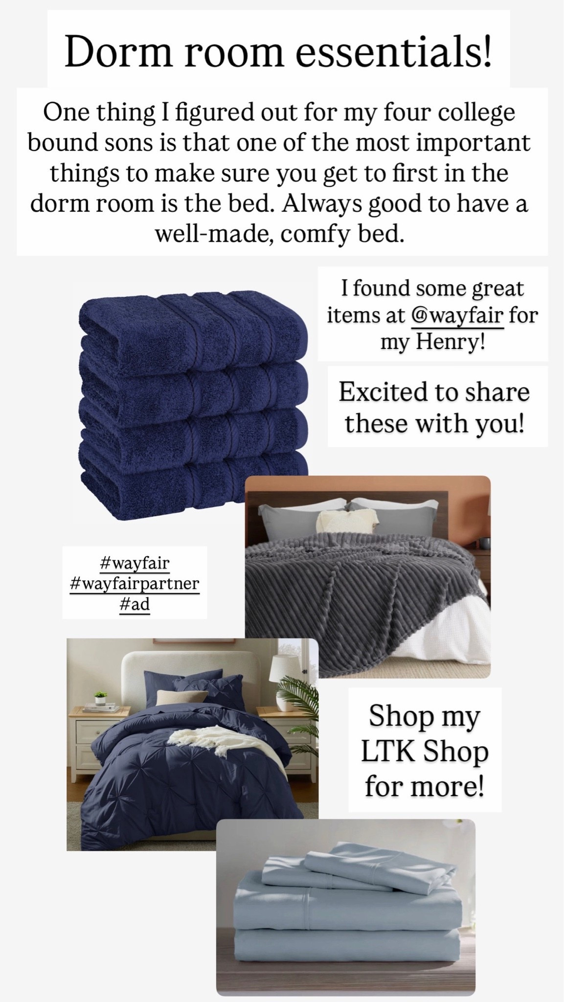 GETTING DORM ROOM READY - #AD My youngest son Henry just graduated from high school and he's getting ready to go off to college this fall! Since he's my 4th son in a row to graduate and head off, I can honestly say that I feel like a bit of a seasoned mom with this "dorm room ready" prep. I also have a good idea of what's really essential and important, which helps! Thankfully my son is pretty easy and is on board with making everything easy for me - even down to buying what he needs! I ordered some essentials for him at @wayfair, just to get the dorm -room prep ball rolling and was able to get some great items that he loves! I'm excited to share with you because Wayfair really does make it easy with having everything there for you in one-stop shopping! #wayfair #wayfairpartner #backtoschoolsWayfair

#LTKHome