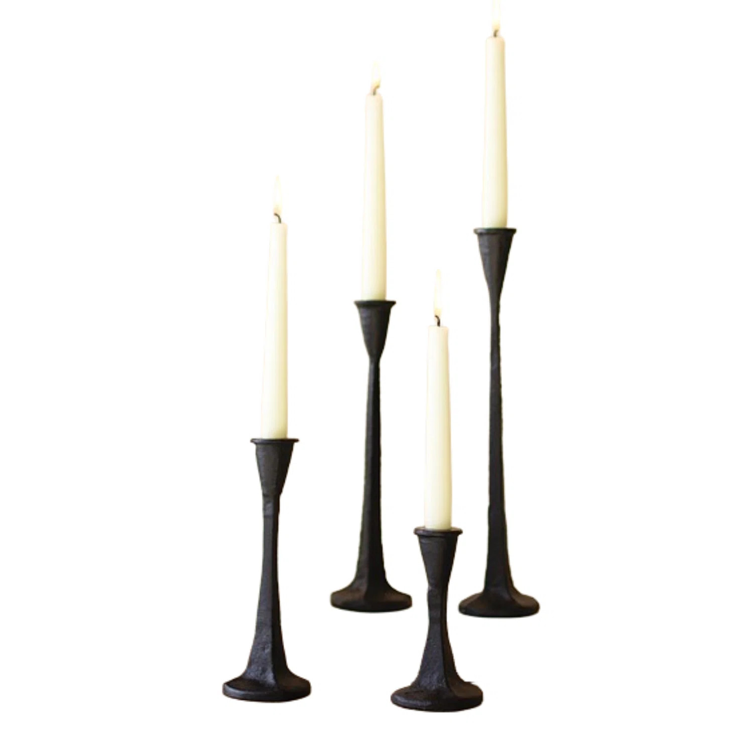 Handcrafted Cast Iron Taper Candle Holders Set of 4, 14" H | Wayfair North America