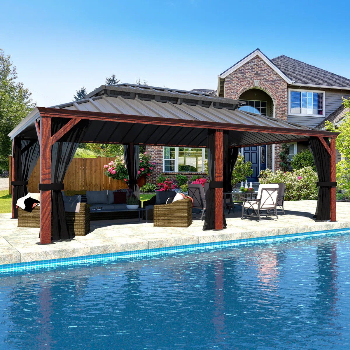 Veikous Hardtop Double-Roofed Aluminum Patio Gazebo Multiple Sizes | Wayfair North America