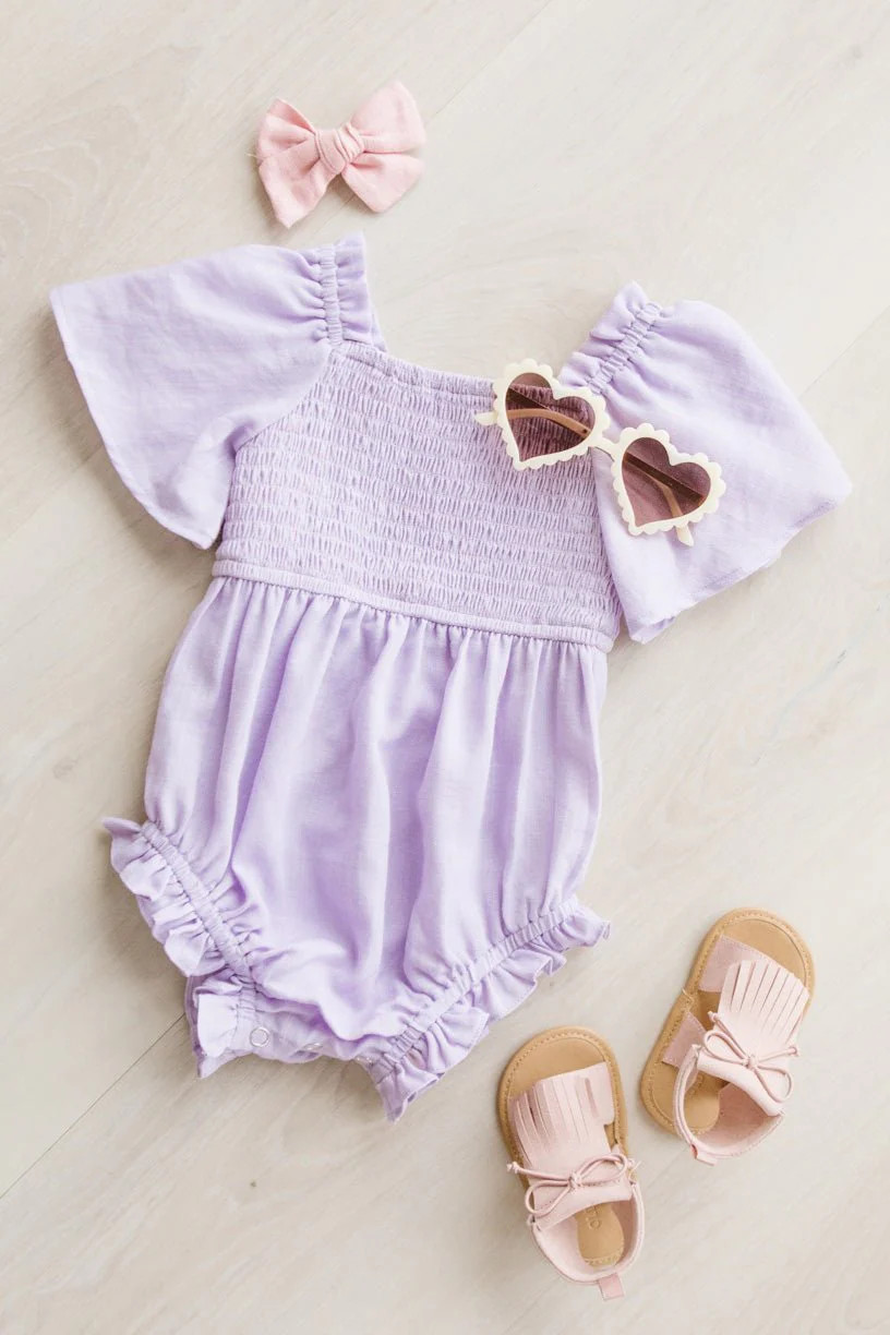 Baby Lennon Romper in Lavender | Ivy City Co