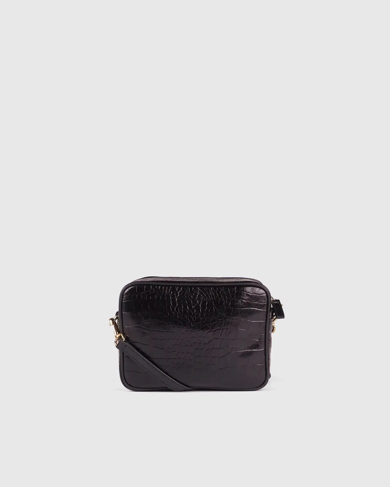 Italian Leather Crossbody Bag in Black Croco | Quince