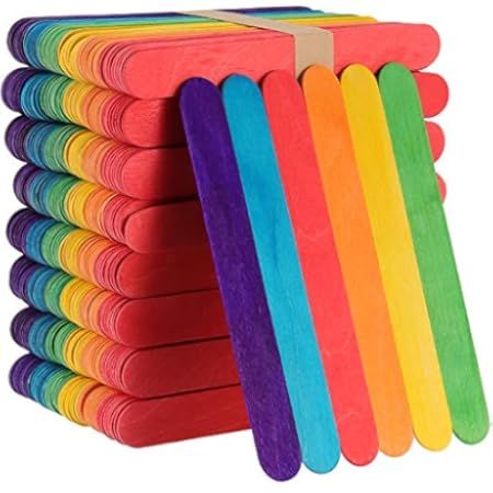 120 Pcs 6” Colored Jumbo Wooden Craft Sticks, Rainbow Wooden Popsicle Sticks, Wide Lollipop Sti... | Amazon (US)