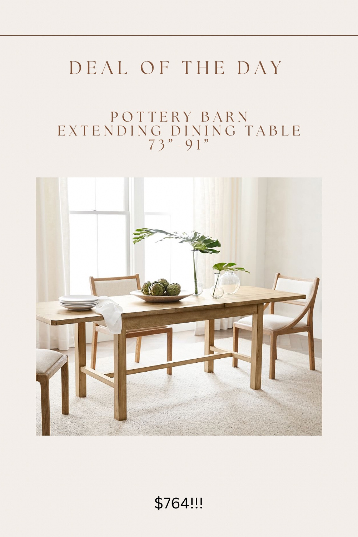 Wow! One of Pottery Barn’s “best seller” extending dining table is on sale for $764!! Seats 6 unextended & 8 when extended 🙌🏻🙌🏻

#LTKhome #LTKsalealert