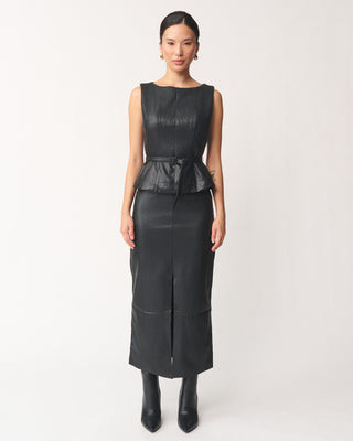 Coralie Faux Leather Midi Skirt | Benaar La