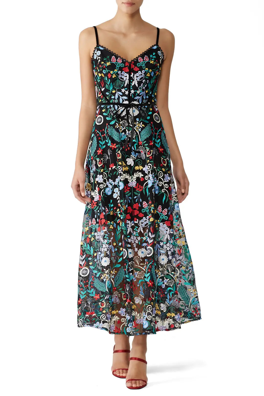 ML Monique Lhuillier Floral Overlay Dress | Rent the Runway