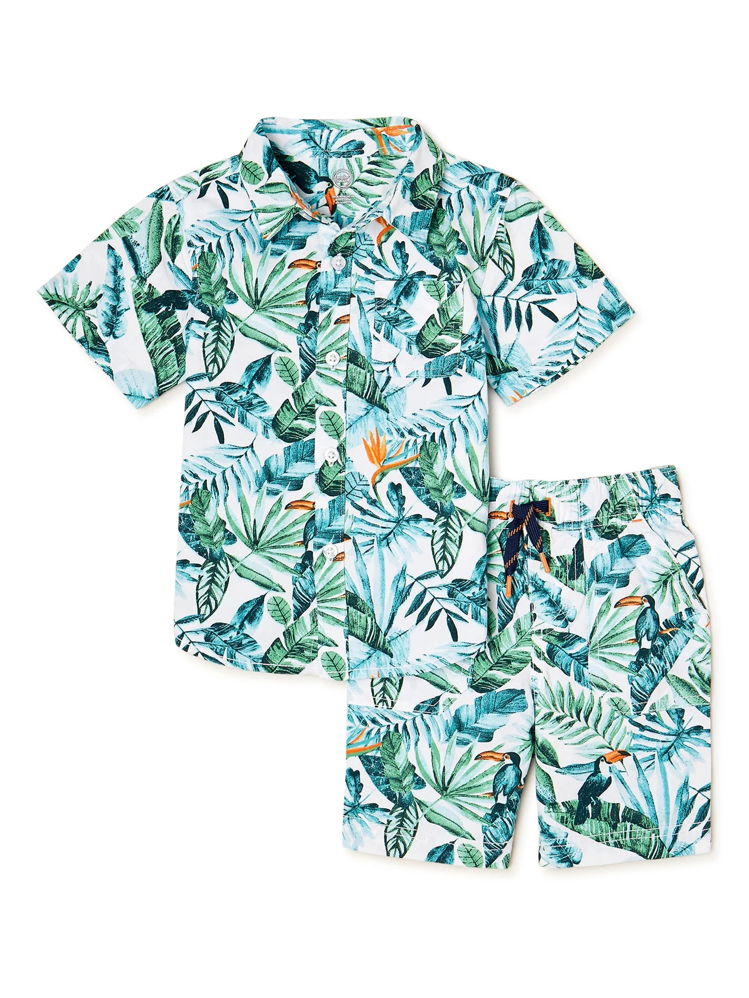 Wonder Nation Baby Boy and Toddler Boy Short Sleeve Shirt and Shorts Outfit Set, 2-Piece, 12M-5T ... | Walmart (US)