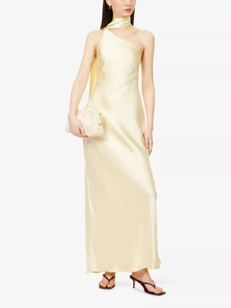 Ellen Draped-Scarf Satin Maxi Dress | Selfridges